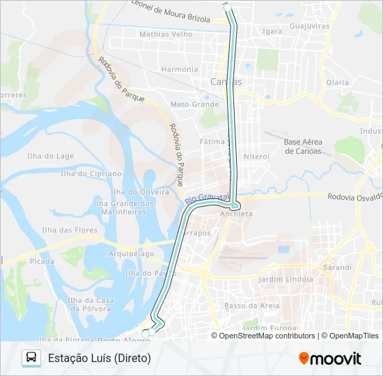 N170 GUAJUVIRAS / PORTO ALEGRE VIA VENÂNCIO Bus Line Map