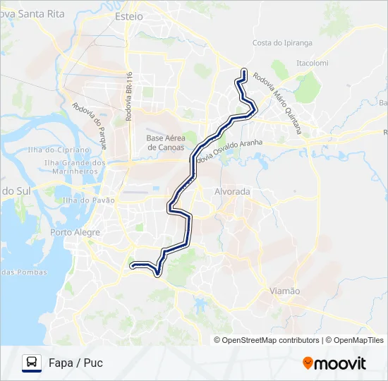 W355 FÁTIMA / MORADA DO VALE 1 - FAPA / PUC Bus Line Map