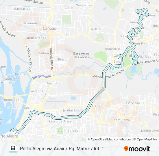 W371 CACHOEIRINHA - FÁTIMA VIA ASSIS BRASIL Bus Line Map