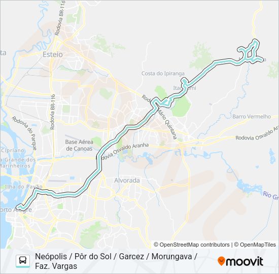 Mapa da linha W519 P. HILÁRIO / MORUNGAVA VIA ASSIS BRASIL de ônibus