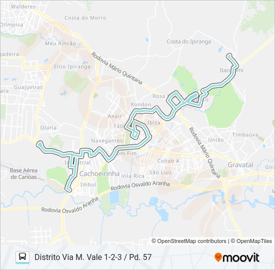 Mapa da linha R563 PASSO DO HILÁRIO / DISTRITO CACHOEIRINHA de ônibus