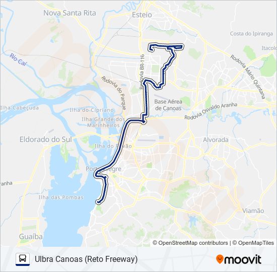 Mapa da linha SN11 RESIDENCIAL GUAJUVIRAS VIA VENÂNCIO AIRES de ônibus