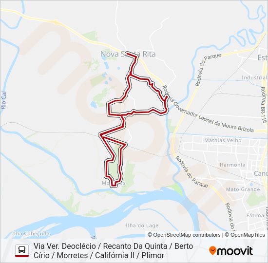 Mapa da linha R40 MORRETES de ônibus