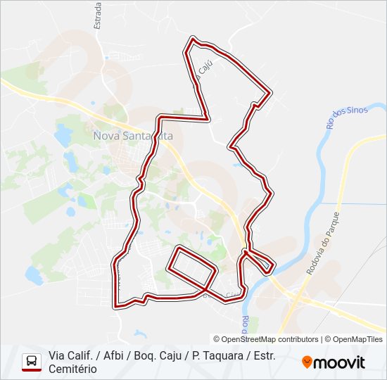 Mapa da linha C10 BERTO CÍRIO / CAJU de ônibus
