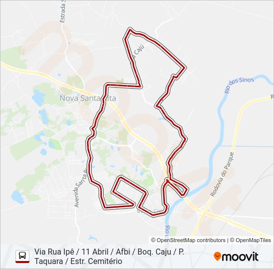 Mapa da linha C10 BERTO CÍRIO / CAJU de ônibus