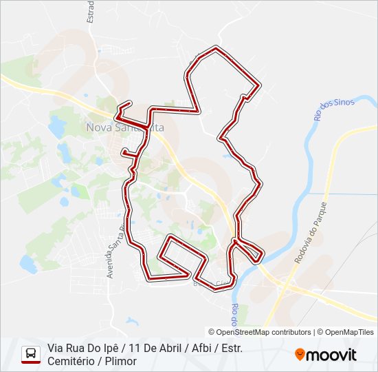 Mapa da linha C10 BERTO CÍRIO / CAJU de ônibus