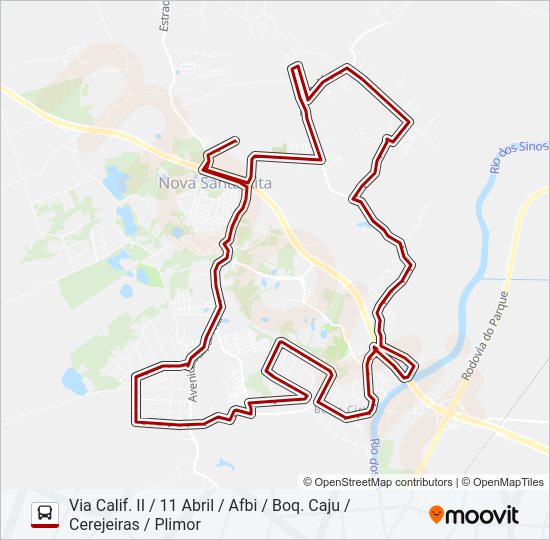 Mapa da linha C10 BERTO CÍRIO / CAJU de ônibus