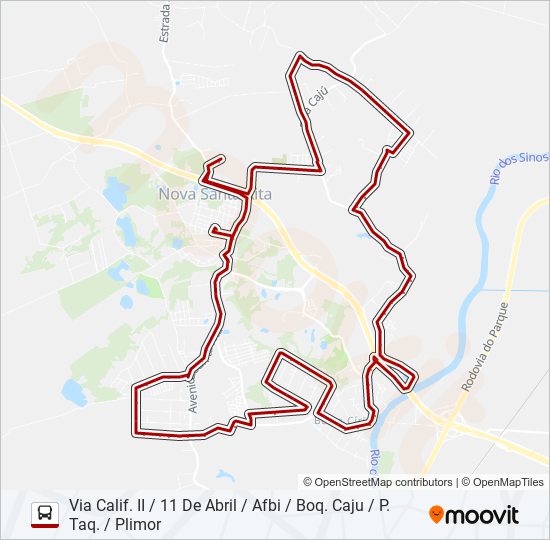 Mapa da linha C10 BERTO CÍRIO / CAJU de ônibus