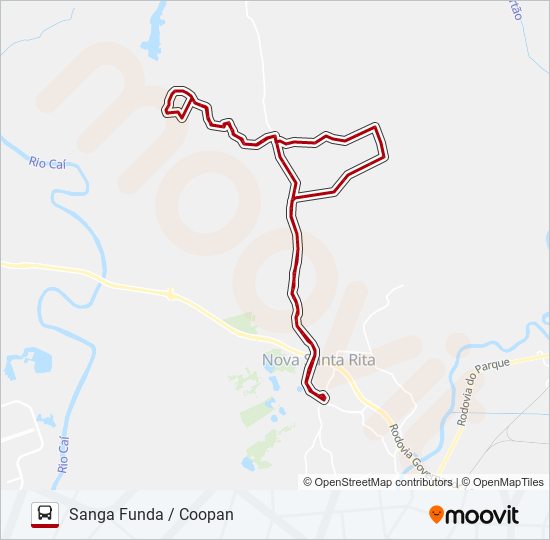 Mapa da linha R52 SANGA FUNDA / COOPAN de ônibus