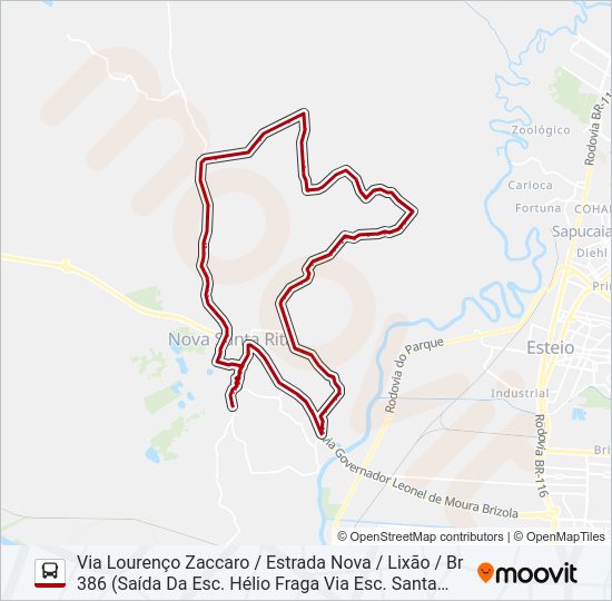 Mapa da linha R55 SANGA FUNDA / PICADÃO de ônibus