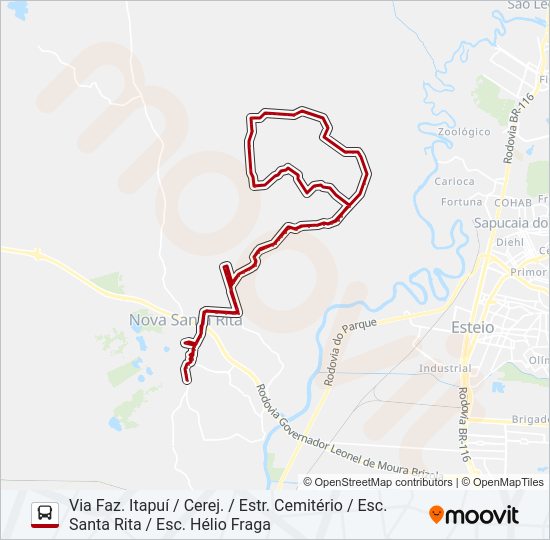 Mapa da linha R60 PICADÃO / CAPÃO DO PADRE de ônibus