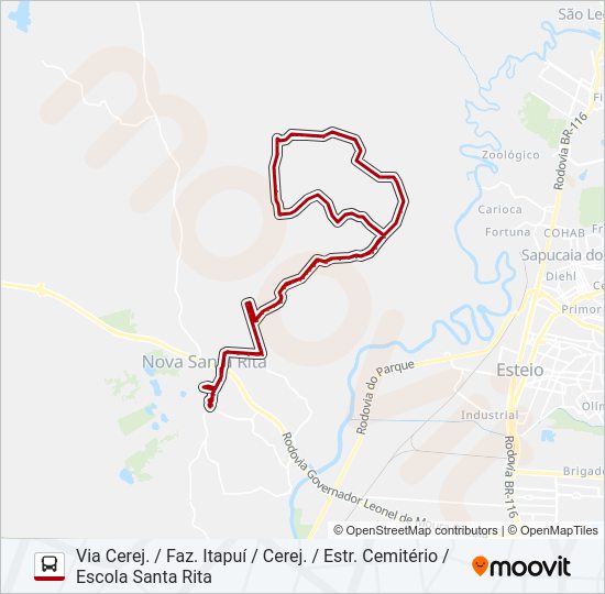 Mapa da linha R60 PICADÃO / CAPÃO DO PADRE de ônibus