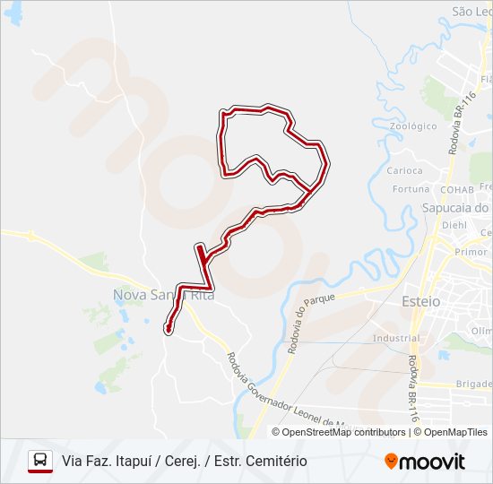 Mapa da linha R60 PICADÃO / CAPÃO DO PADRE de ônibus