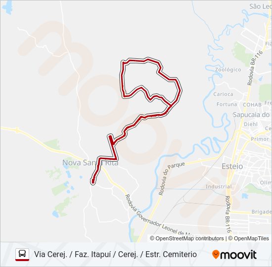 Mapa da linha R60 PICADÃO / CAPÃO DO PADRE de ônibus
