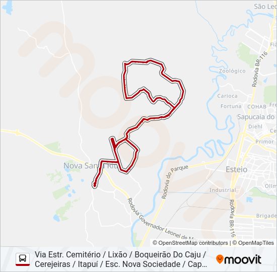 Mapa da linha R61 PICADÃO / CAPÃO DO PADRE de ônibus