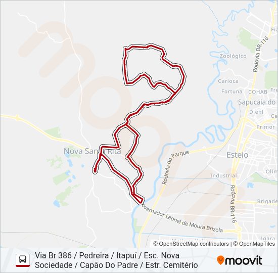 Mapa da linha R61 PICADÃO / CAPÃO DO PADRE de ônibus