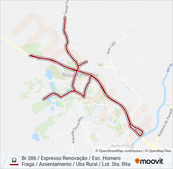 Mapa da linha C30 ASSENTAMENTO / LOT. STA. RITA de ônibus