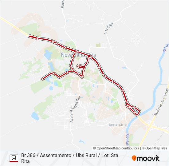 Mapa da linha C30 ASSENTAMENTO / LOT. STA. RITA de ônibus