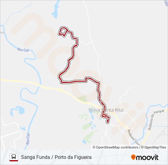 Mapa da linha R53 SANGA FUNDA / PORTO DA FIGUEIRA de ônibus