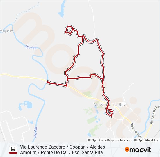 Mapa da linha R53 SANGA FUNDA / PORTO DA FIGUEIRA de ônibus