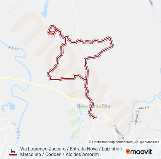 Mapa da linha R53 SANGA FUNDA / PORTO DA FIGUEIRA de ônibus