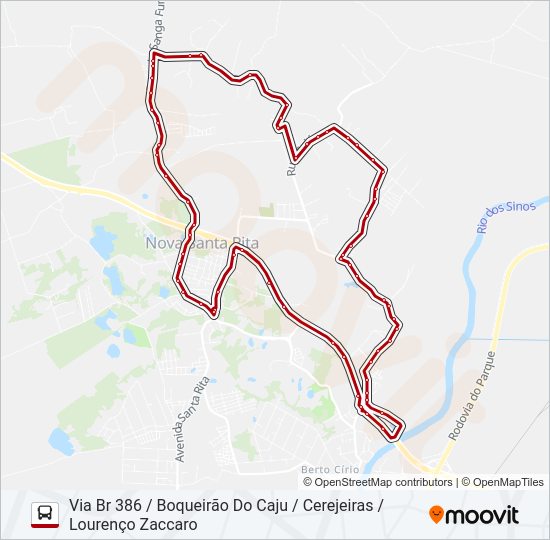 Mapa da linha R54 SANGA FUNDA / ESTRADA DOS PIRES de ônibus