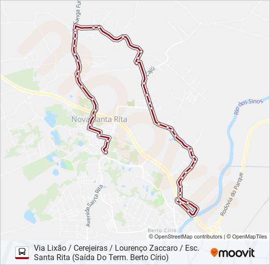 Mapa da linha R54 SANGA FUNDA / ESTRADA DOS PIRES de ônibus