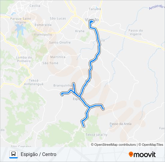 Mapa da linha L300 ESPIGÃO de ônibus