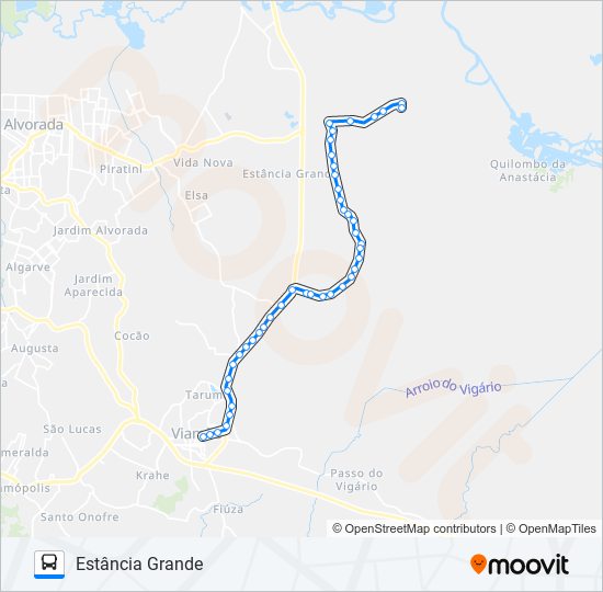 Mapa da linha L170 ESTÂNCIA GRANDE de ônibus