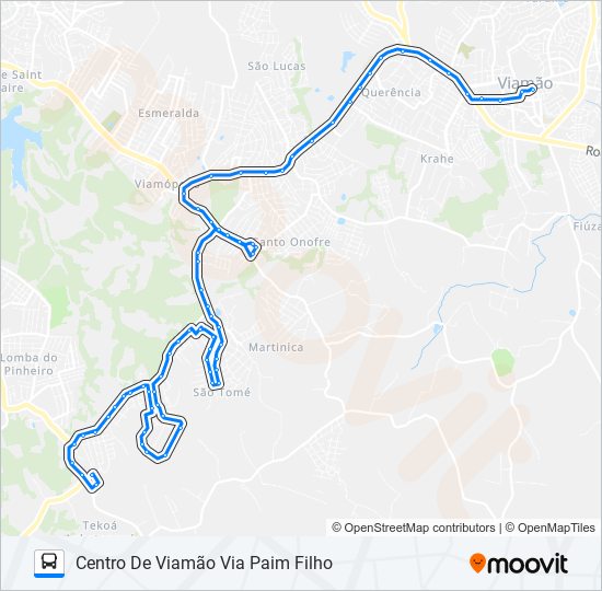 Mapa da linha L200 SÃO TOMÉ / VIAMÃO de ônibus