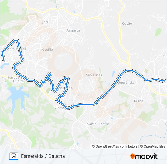 Mapa da linha L140 ESMERALDA / GAÚCHA de ônibus