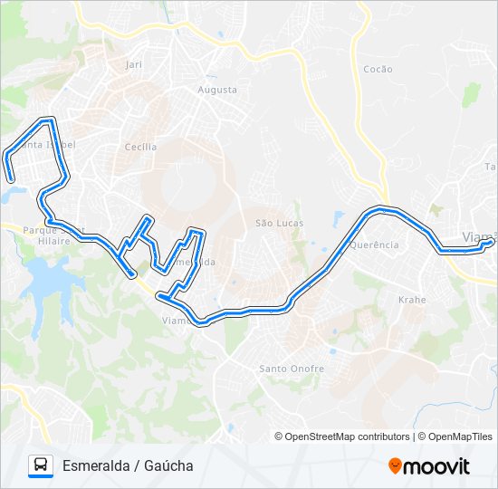 Mapa da linha L140 ESMERALDA / GAÚCHA de ônibus