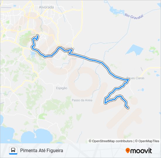 Mapa da linha L405 PIMENTA / CAETANOS de ônibus