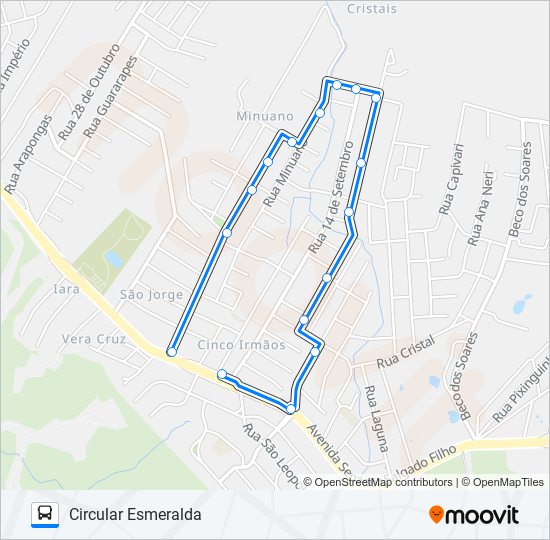 Mapa da linha L143AC CIRCULAR ESMERALDA de ônibus