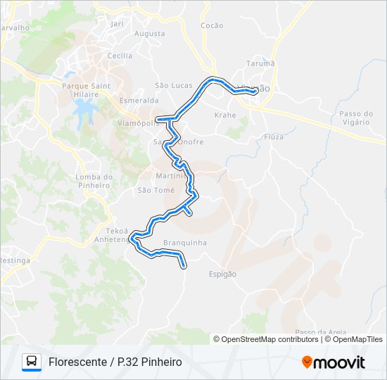 Mapa da linha L210 FLORESCENTE / VIAMÃO de ônibus