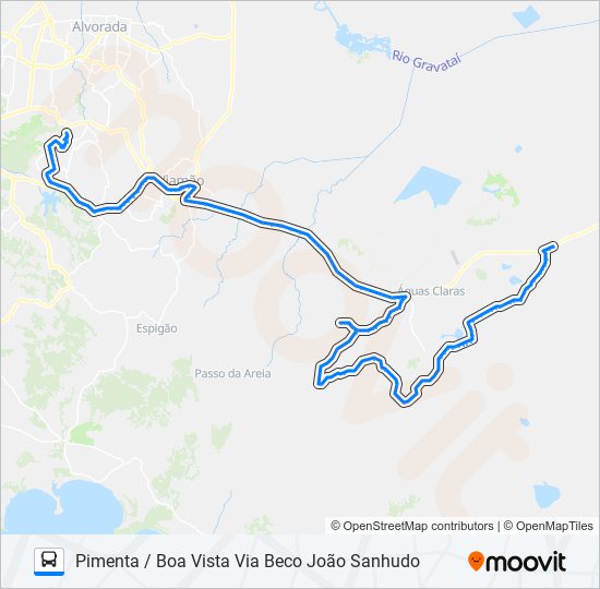 Mapa da linha L404T BOA VISTA / PIMENTA de ônibus