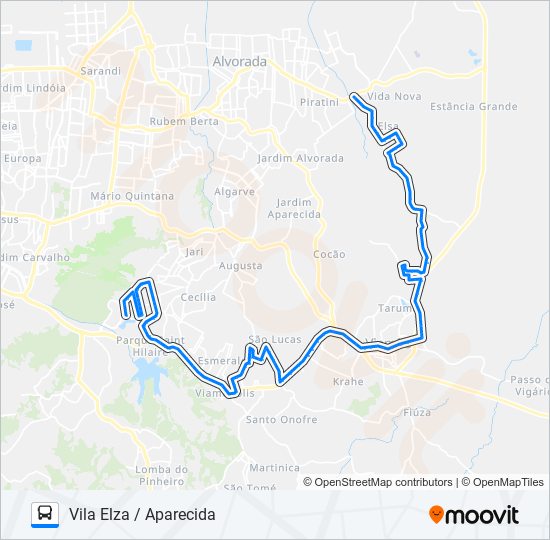 Mapa de L164 VILA ELZA / APARECIDA de autobús