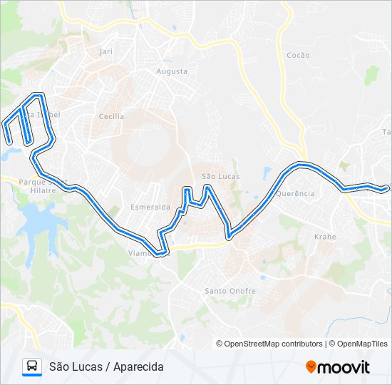 Mapa da linha L168 SÃO LUCAS / APARECIDA de ônibus
