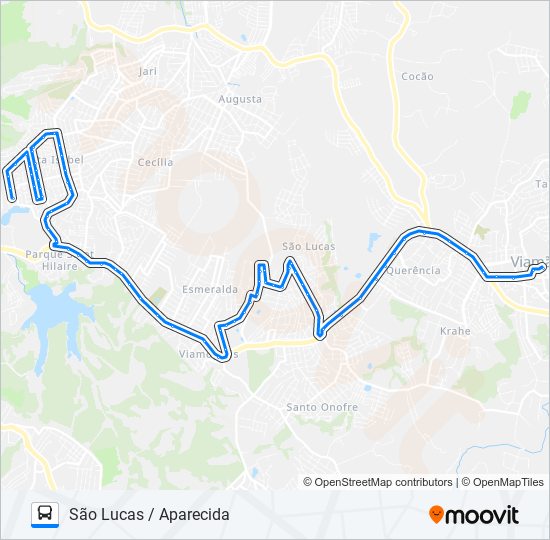 Mapa da linha L168 SÃO LUCAS / APARECIDA de ônibus