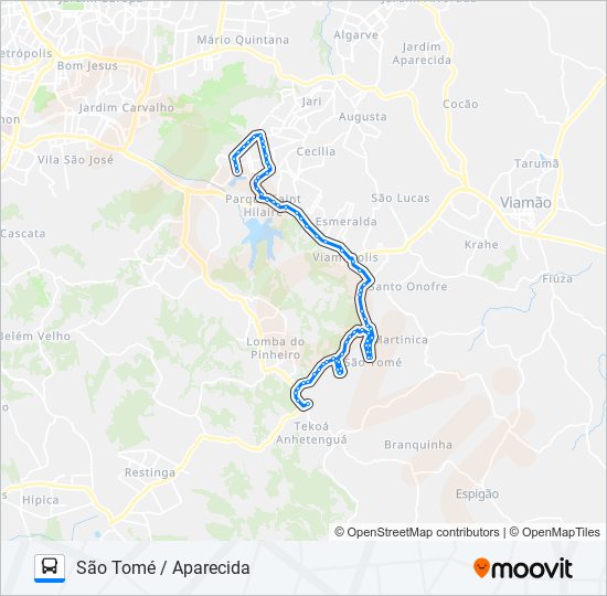 L208A SÃO TOMÉ / APARECIDA bus Line Map