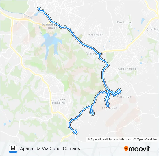 L208A SÃO TOMÉ / APARECIDA Bus Line Map