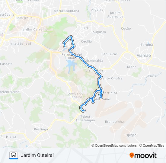 Mapa da linha L208A SÃO TOMÉ / APARECIDA de ônibus