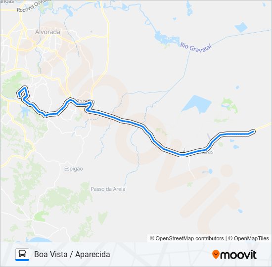 Mapa da linha L402T BOA VISTA / APARECIDA de ônibus
