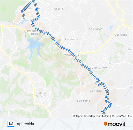 Mapa da linha L215B FLORESCENTE / APARECIDA de ônibus