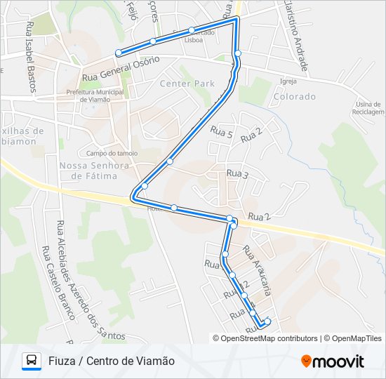Mapa da linha L110A FIUZA / CENTRO DE VIAMÃO de ônibus