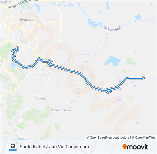 Mapa da linha L401T BOA VISTA / SANTA ISABEL de ônibus