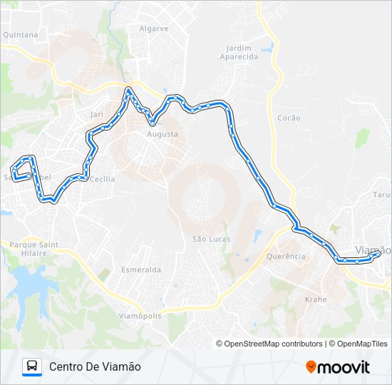 Mapa da linha R120 CAMINHO DO MEIO / PARAÍSO de ônibus