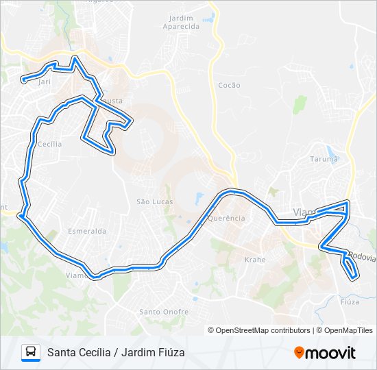 Mapa da linha L120T SANTA CECÍLIA / JARDIM FIÚZA de ônibus