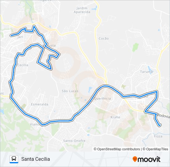 Mapa da linha L120T SANTA CECÍLIA / JARDIM FIÚZA de ônibus