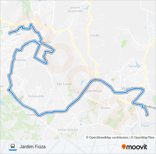 Mapa da linha L120T SANTA CECÍLIA / JARDIM FIÚZA de ônibus